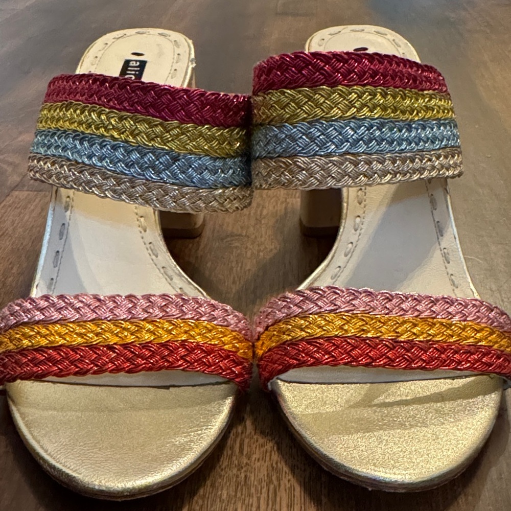 Alice + Olivia Multicolor Strappy Slip-On Heels